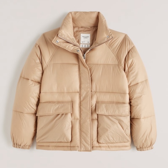 🧡 Abercrombie Oversized Utility Puffer Light Brown - Picture 10 of 10
